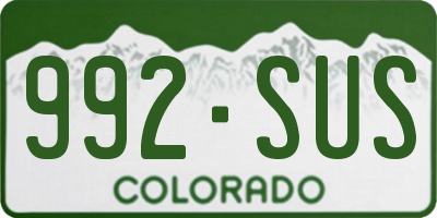 CO license plate 992SUS