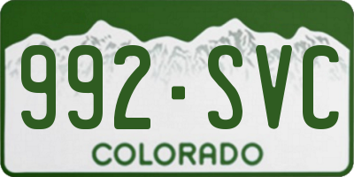 CO license plate 992SVC