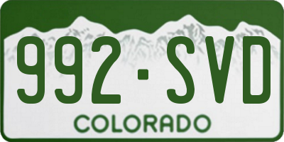 CO license plate 992SVD