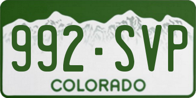 CO license plate 992SVP