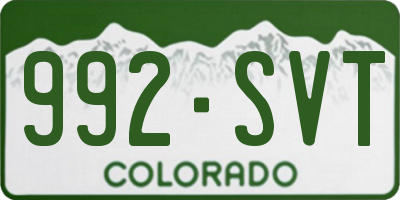 CO license plate 992SVT