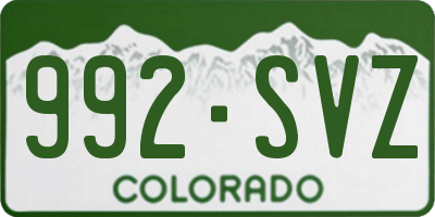 CO license plate 992SVZ