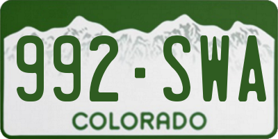 CO license plate 992SWA