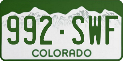 CO license plate 992SWF