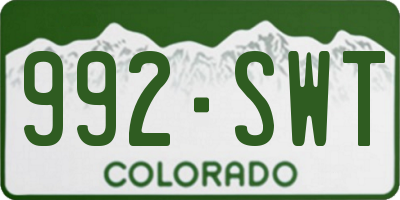 CO license plate 992SWT