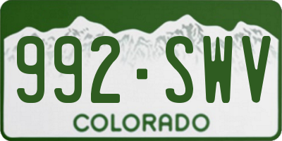 CO license plate 992SWV