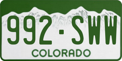 CO license plate 992SWW