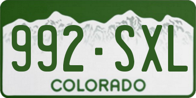 CO license plate 992SXL