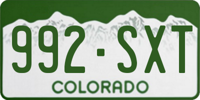 CO license plate 992SXT