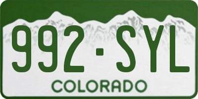 CO license plate 992SYL