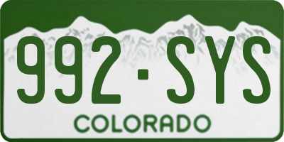 CO license plate 992SYS