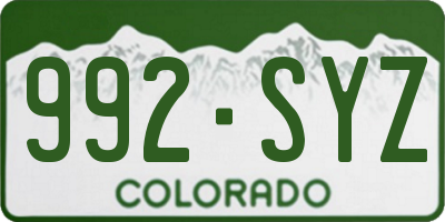 CO license plate 992SYZ