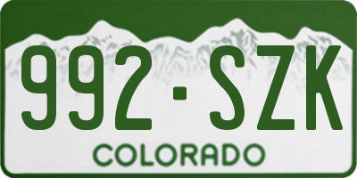 CO license plate 992SZK