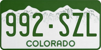 CO license plate 992SZL