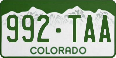 CO license plate 992TAA