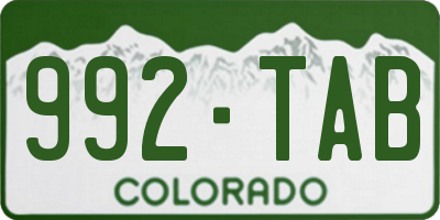 CO license plate 992TAB