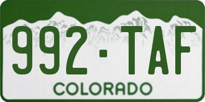 CO license plate 992TAF