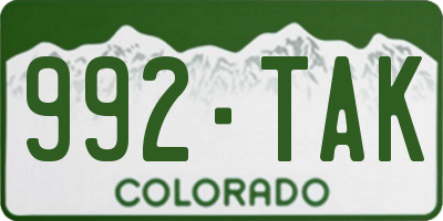 CO license plate 992TAK