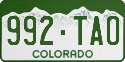 CO license plate 992TAO