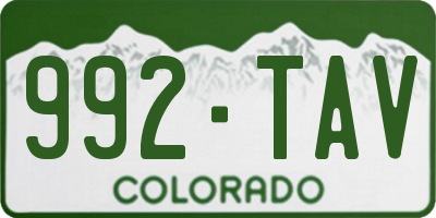 CO license plate 992TAV