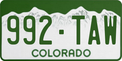 CO license plate 992TAW