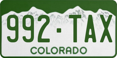 CO license plate 992TAX