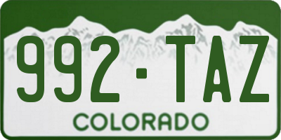 CO license plate 992TAZ