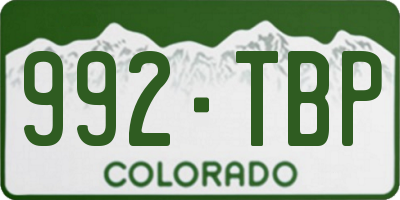 CO license plate 992TBP