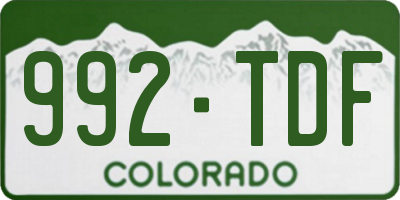 CO license plate 992TDF