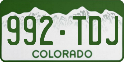 CO license plate 992TDJ