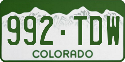 CO license plate 992TDW
