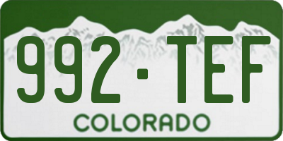 CO license plate 992TEF