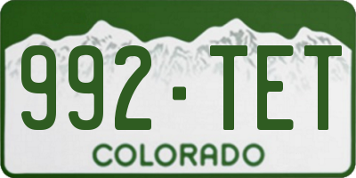 CO license plate 992TET