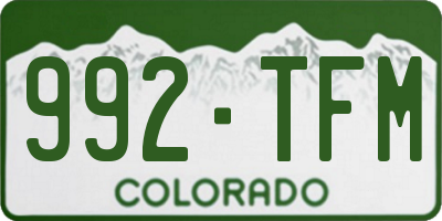 CO license plate 992TFM