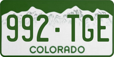 CO license plate 992TGE