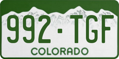 CO license plate 992TGF