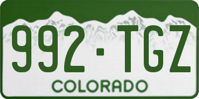 CO license plate 992TGZ