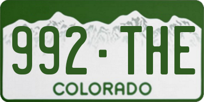 CO license plate 992THE