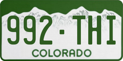 CO license plate 992THI