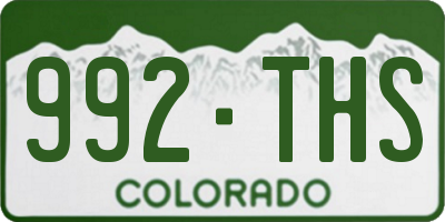 CO license plate 992THS