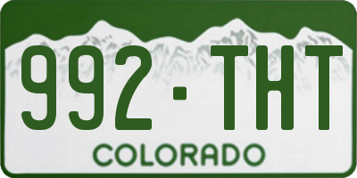 CO license plate 992THT