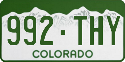 CO license plate 992THY