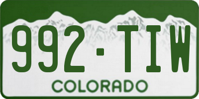 CO license plate 992TIW