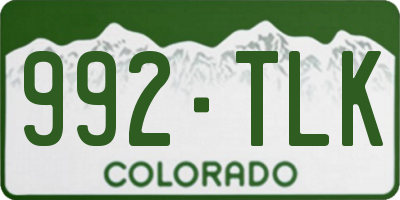 CO license plate 992TLK