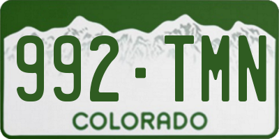 CO license plate 992TMN