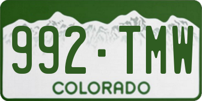 CO license plate 992TMW