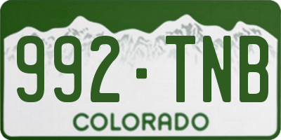 CO license plate 992TNB