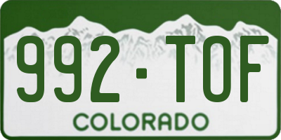 CO license plate 992TOF