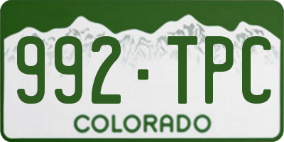 CO license plate 992TPC