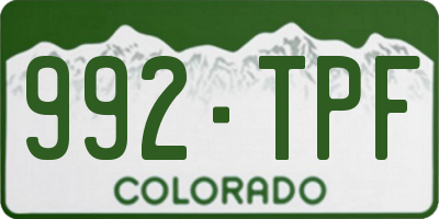 CO license plate 992TPF